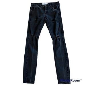 𝅺RSQ Ibiza skinny black distressed jeans, size 7, super stretchy.